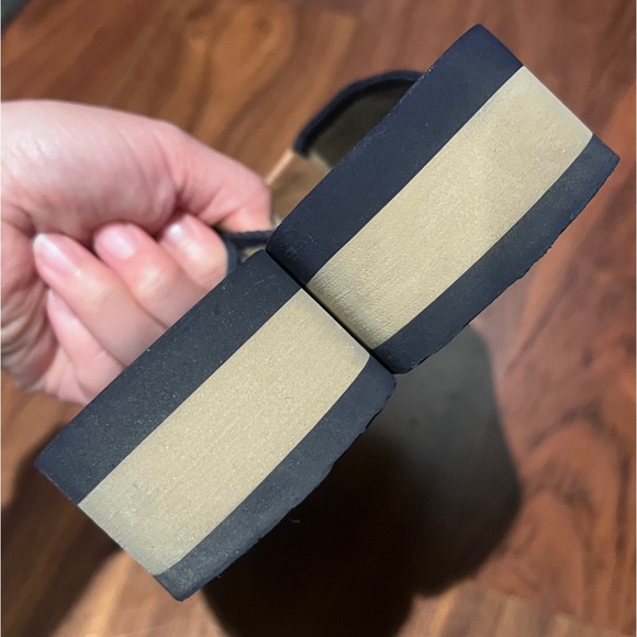 TORY BURCH Frankie Navy Blue Khaki Foam Wedge Flip Flop - Picture 7 of 9